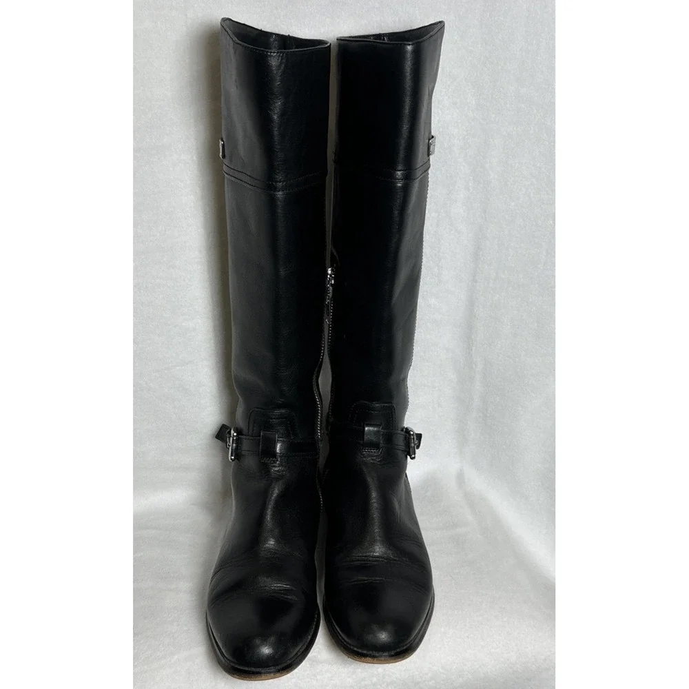 COACH-Micha Black Leather Knee High Riding Boots Size 6B